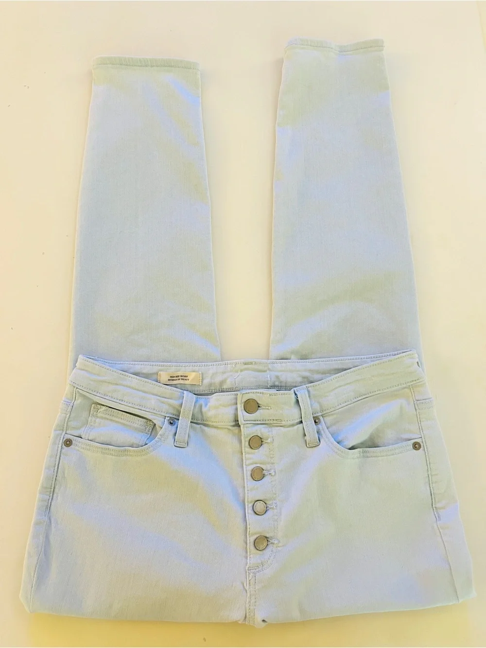 Madewell Style High Rise Skinny Jeans Button Fly Light Wash 34